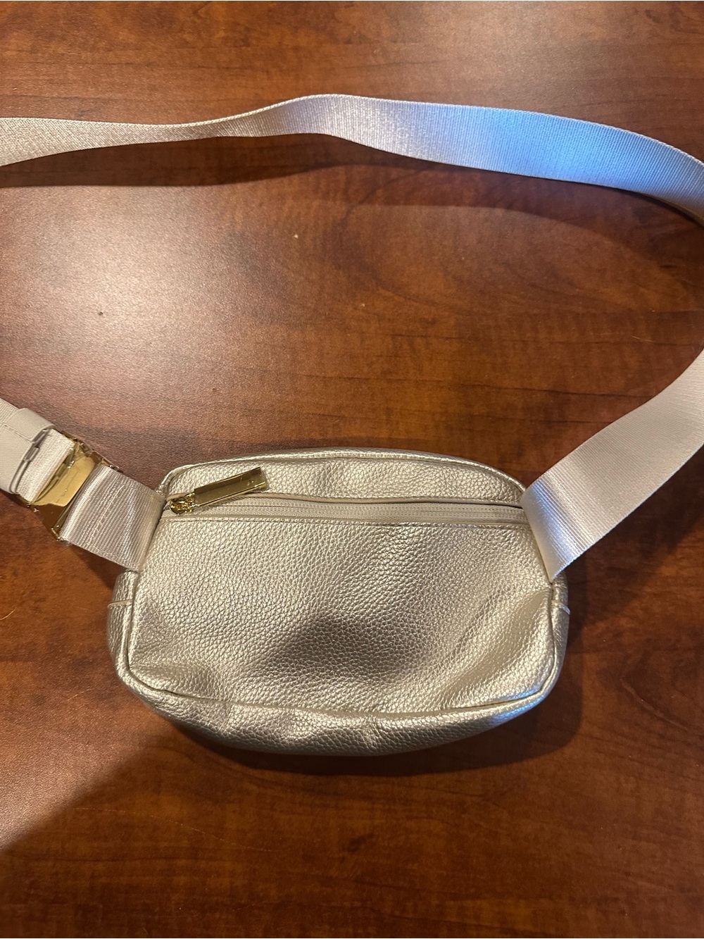 Silver Women’s Leather Crossbody Belt Bag with Bow Accent / Brand New! - Picture 2 of 3